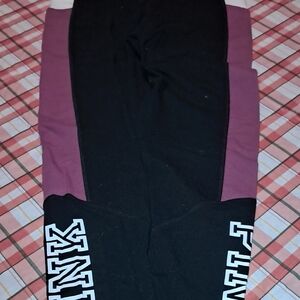Victoria's Secret Pink Womens Black and Purple Leggings